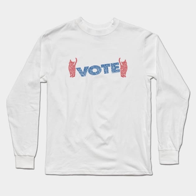 Red Cats Warming Up To Vote Blue Circle Design Long Sleeve T-Shirt by pbdotman